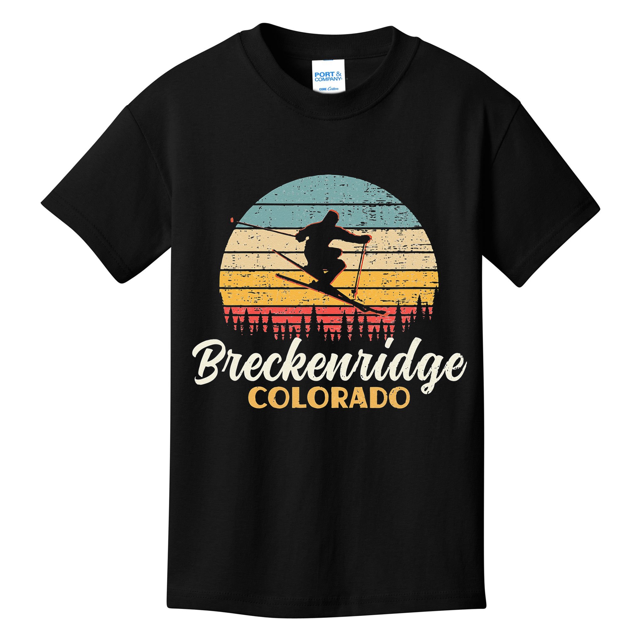 Breckenridge Colorado Skiing Vintage Mountain Ski Vacation Kids T-Shirt
