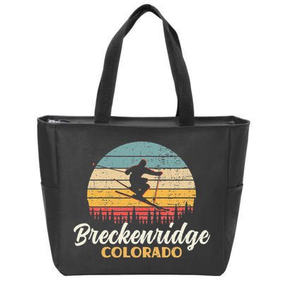 Breckenridge Colorado Skiing Vintage Mountain Ski Vacation Zip Tote Bag