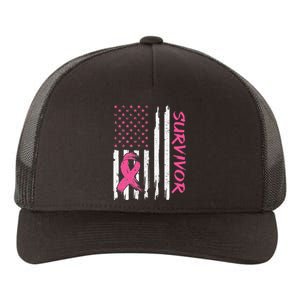 Breast Cancer Survivor American Flag Breast Cancer Awareness Yupoong Adult 5-Panel Trucker Hat