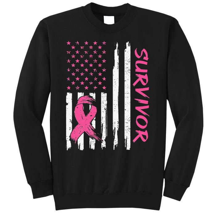 Breast Cancer Survivor American Flag Breast Cancer Awareness Sweatshirt