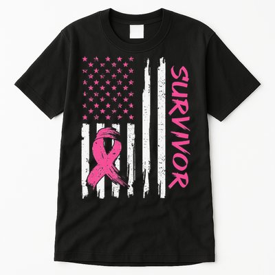 Breast Cancer Survivor American Flag Breast Cancer Awareness Tall T-Shirt