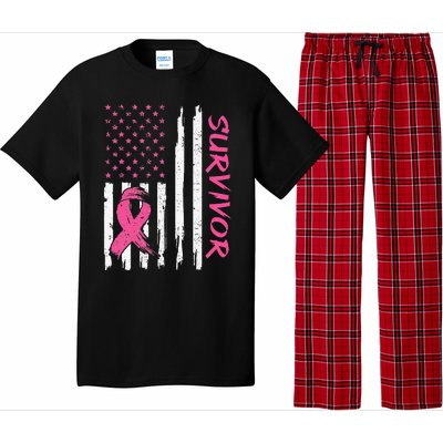 Breast Cancer Survivor American Flag Breast Cancer Awareness Pajama Set