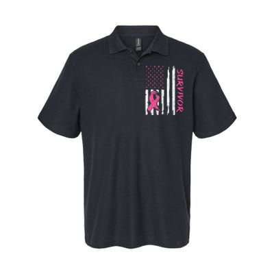 Breast Cancer Survivor American Flag Breast Cancer Awareness Softstyle Adult Sport Polo