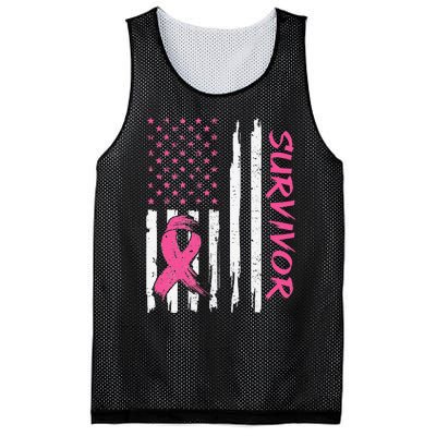 Breast Cancer Survivor American Flag Breast Cancer Awareness Mesh Reversible Basketball Jersey Tank