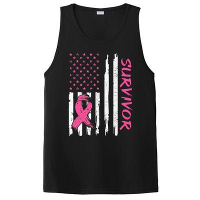 Breast Cancer Survivor American Flag Breast Cancer Awareness PosiCharge Competitor Tank