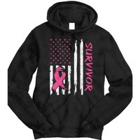 Breast Cancer Survivor American Flag Breast Cancer Awareness Tie Dye Hoodie