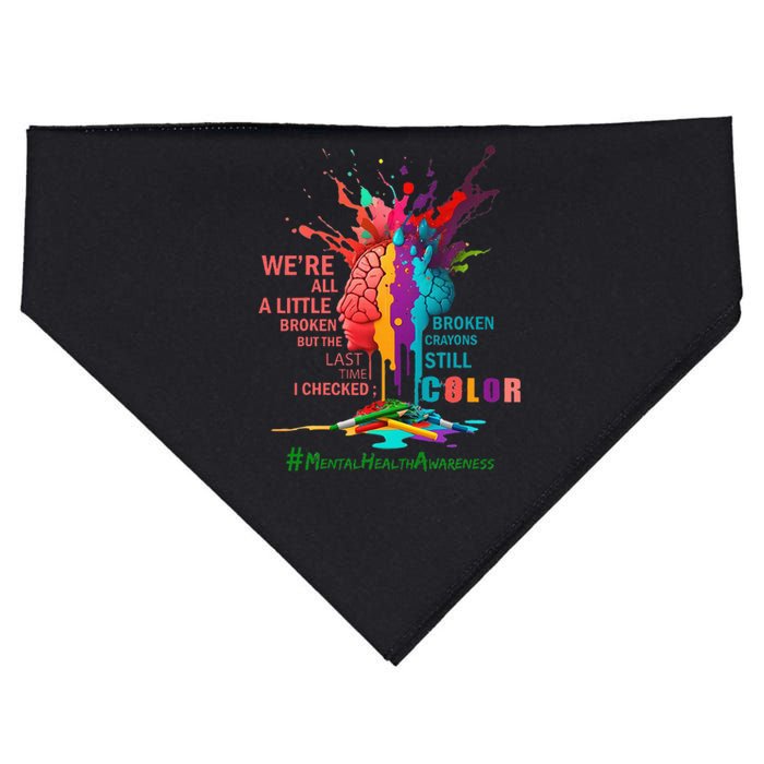 Broken Crayons Still Color Mental Health Awareness USA-Made Doggie Bandana