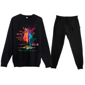 Broken Crayons Still Color Mental Health Awareness Premium Crewneck Sweatsuit Set