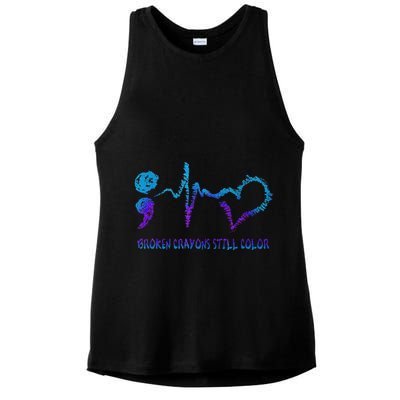 Broken Crayons Still Color Suicide Prevention Awareness Ladies PosiCharge Tri-Blend Wicking Tank