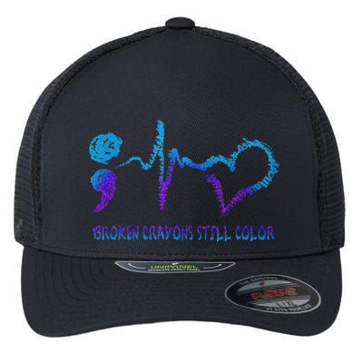 Broken Crayons Still Color Suicide Prevention Awareness Flexfit Unipanel Trucker Cap