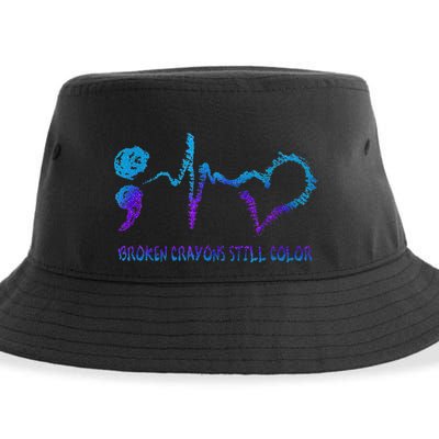 Broken Crayons Still Color Suicide Prevention Awareness Sustainable Bucket Hat