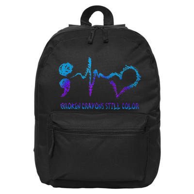 Broken Crayons Still Color Suicide Prevention Awareness 16 in Basic Backpack