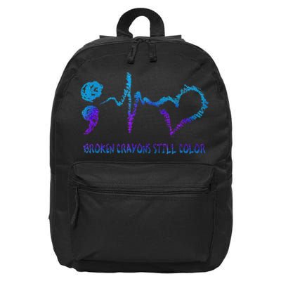 Broken Crayons Still Color Suicide Prevention Awareness 16 in Basic Backpack