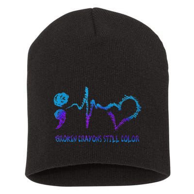 Broken Crayons Still Color Suicide Prevention Awareness Short Acrylic Beanie