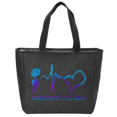 Broken Crayons Still Color Suicide Prevention Awareness Zip Tote Bag