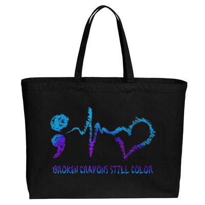 Broken Crayons Still Color Suicide Prevention Awareness Cotton Canvas Jumbo Tote