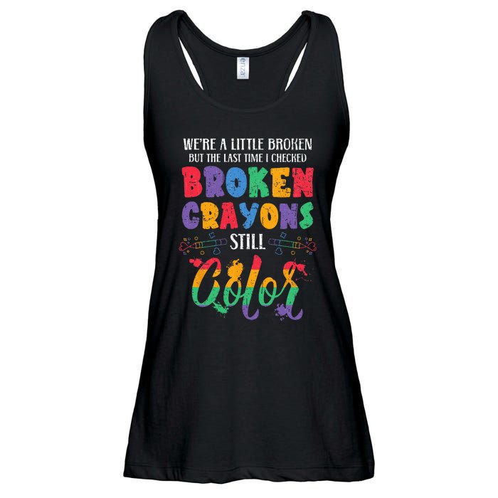 Broken Crayons Still Color Mental Health Awareness Supporter Ladies Essential Flowy Tank