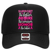 Breast Cancer Support Admire Honor Breast Cancer Awareness High Crown Mesh Back Trucker Hat