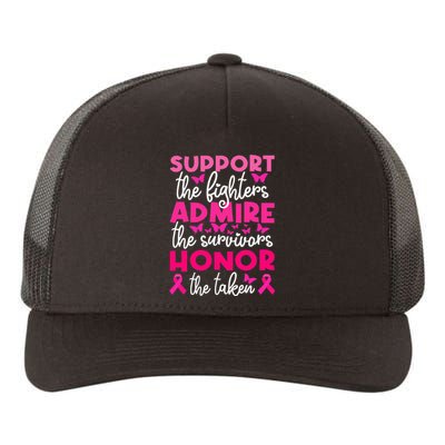 Breast Cancer Support Admire Honor Breast Cancer Awareness Yupoong Adult 5-Panel Trucker Hat