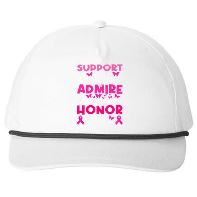 Breast Cancer Support Admire Honor Breast Cancer Awareness Snapback Five-Panel Rope Hat