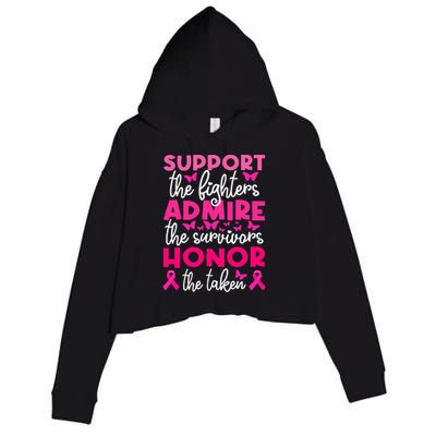 Breast Cancer Support Admire Honor Breast Cancer Awareness Crop Fleece Hoodie