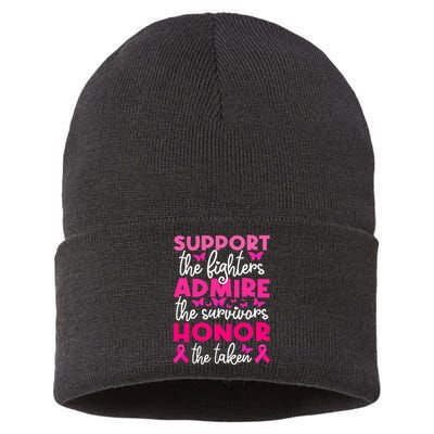 Breast Cancer Support Admire Honor Breast Cancer Awareness Sustainable Knit Beanie