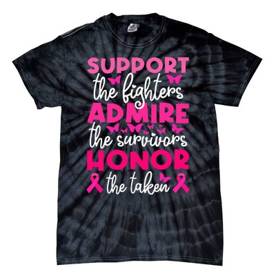 Breast Cancer Support Admire Honor Breast Cancer Awareness Tie-Dye T-Shirt