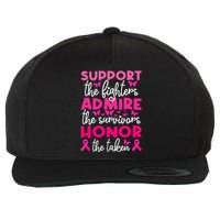 Breast Cancer Support Admire Honor Breast Cancer Awareness Wool Snapback Cap