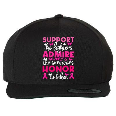 Breast Cancer Support Admire Honor Breast Cancer Awareness Wool Snapback Cap