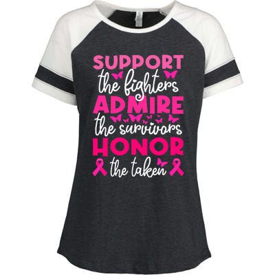 Breast Cancer Support Admire Honor Breast Cancer Awareness Enza Ladies Jersey Colorblock Tee