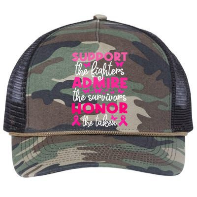 Breast Cancer Support Admire Honor Breast Cancer Awareness Retro Rope Trucker Hat Cap