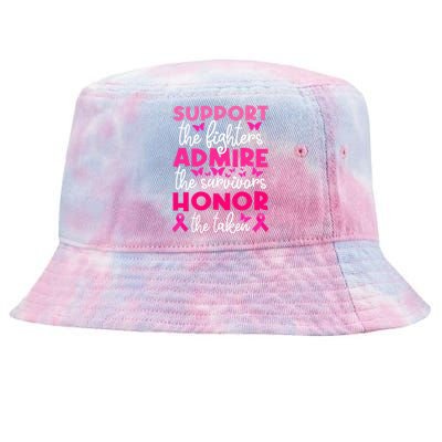 Breast Cancer Support Admire Honor Breast Cancer Awareness Tie-Dyed Bucket Hat