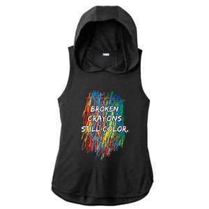 Broken Crayons Still Color Ladies PosiCharge Tri-Blend Wicking Draft Hoodie Tank