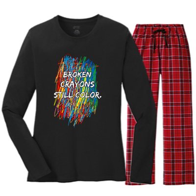 Broken Crayons Still Color Women's Long Sleeve Flannel Pajama Set 