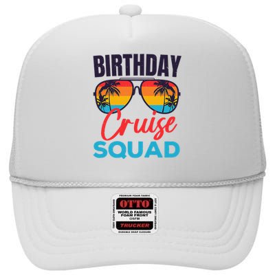 Birthday Cruise Squad Funny Cruising Boat Party Vacation High Crown Mesh Back Trucker Hat