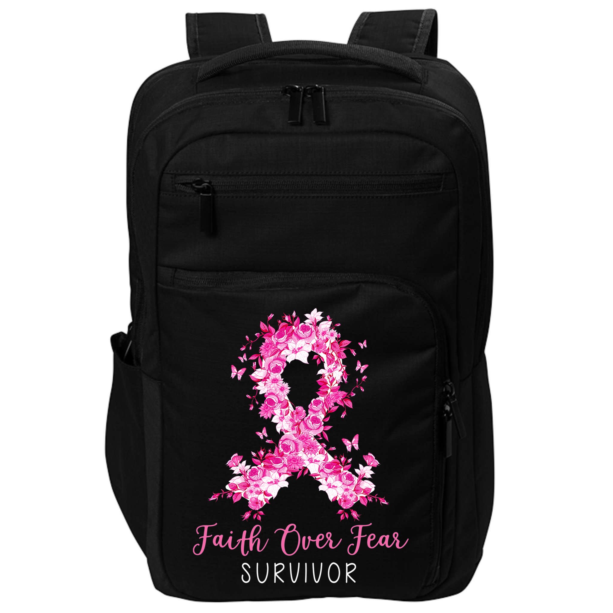 Breast Cancer Survivor Faith Over Fear Breast Cancer Awareness Impact Tech Backpack