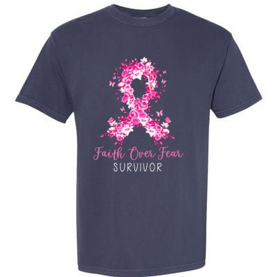 Breast Cancer Survivor Faith Over Fear Breast Cancer Awareness Garment-Dyed Heavyweight T-Shirt