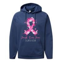 Breast Cancer Survivor Faith Over Fear Breast Cancer Awareness Performance Fleece Hoodie