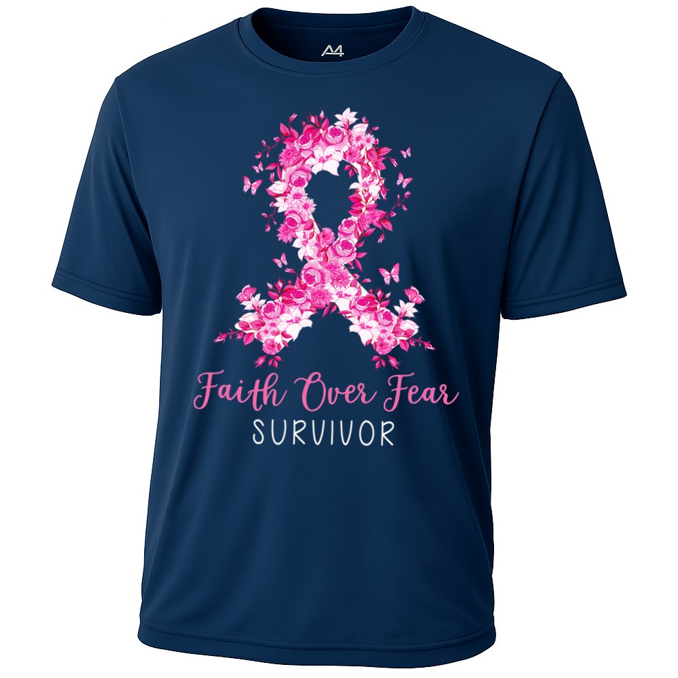 Breast Cancer Survivor Faith Over Fear Breast Cancer Awareness Cooling Performance Crew T-Shirt