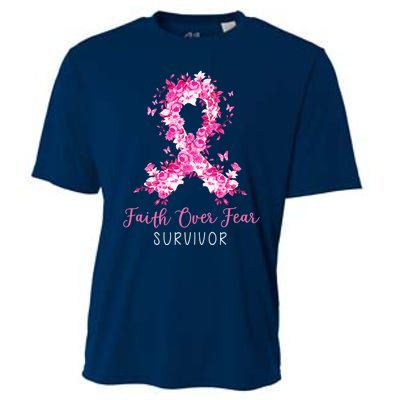 Breast Cancer Survivor Faith Over Fear Breast Cancer Awareness Cooling Performance Crew T-Shirt