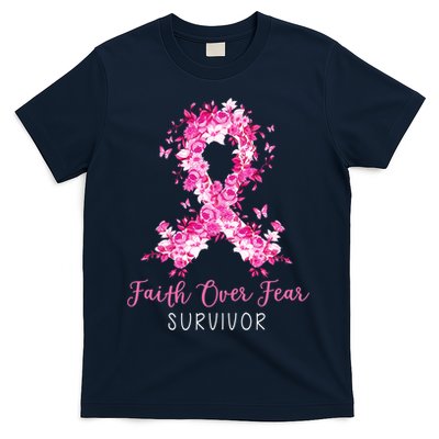 Breast Cancer Survivor Faith Over Fear Breast Cancer Awareness T-Shirt