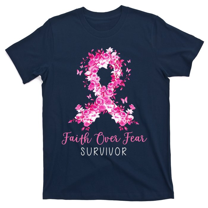 Breast Cancer Survivor Faith Over Fear Breast Cancer Awareness T-Shirt