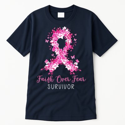 Breast Cancer Survivor Faith Over Fear Breast Cancer Awareness Tall T-Shirt