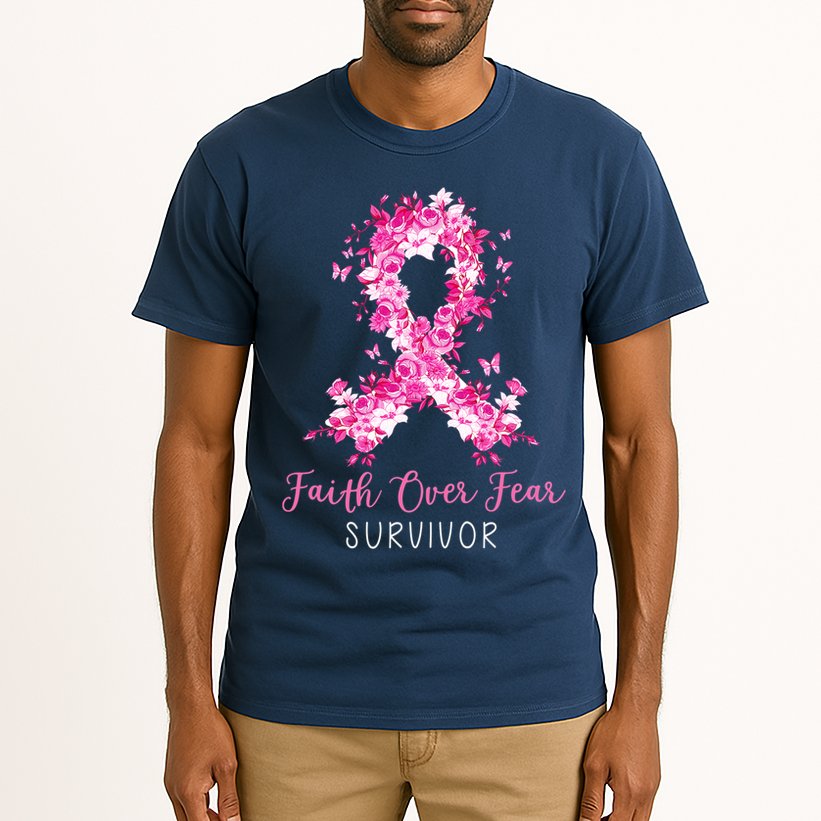 Breast Cancer Survivor Faith Over Fear Breast Cancer Awareness Tall T-Shirt
