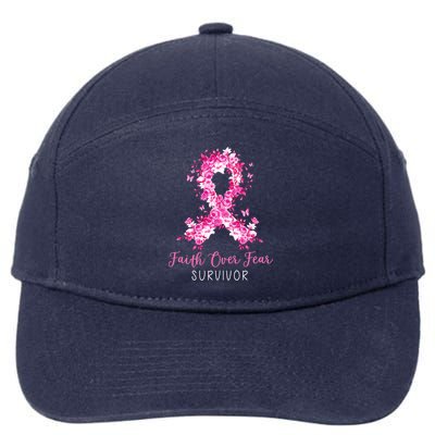 Breast Cancer Survivor Faith Over Fear Breast Cancer Awareness 7-Panel Snapback Hat