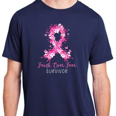 Breast Cancer Survivor Faith Over Fear Breast Cancer Awareness Adult ChromaSoft Performance T-Shirt