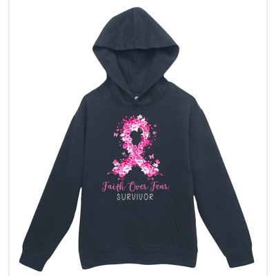 Breast Cancer Survivor Faith Over Fear Breast Cancer Awareness Urban Pullover Hoodie