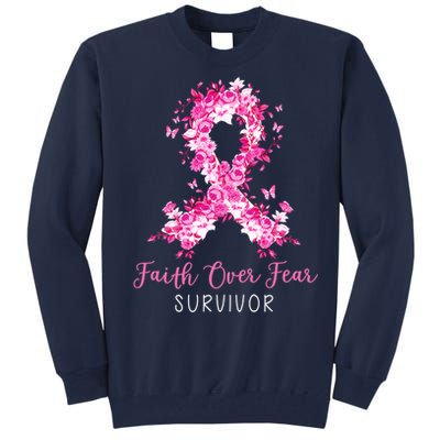 Breast Cancer Survivor Faith Over Fear Breast Cancer Awareness Tall Sweatshirt