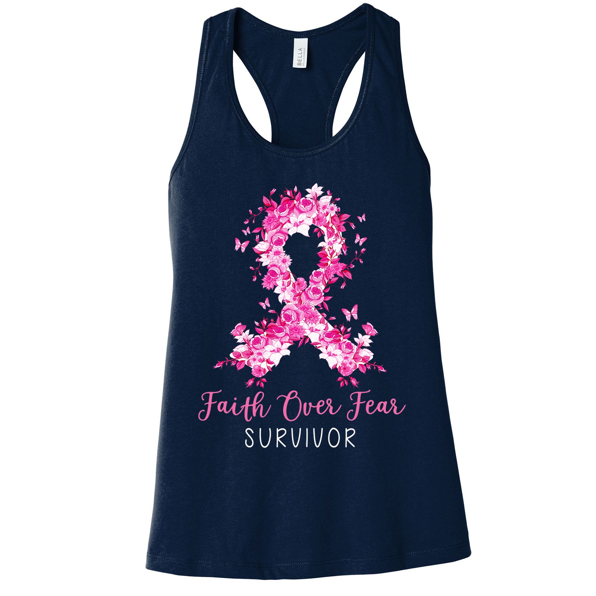 Breast Cancer Survivor Faith Over Fear Breast Cancer Awareness Womens Tank Top