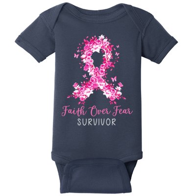 Breast Cancer Survivor Faith Over Fear Breast Cancer Awareness Baby Bodysuit